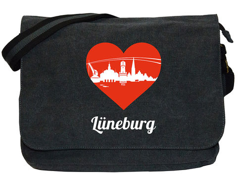 Canvas Messenger Bag anthrazit "Lüneburg im Herz"